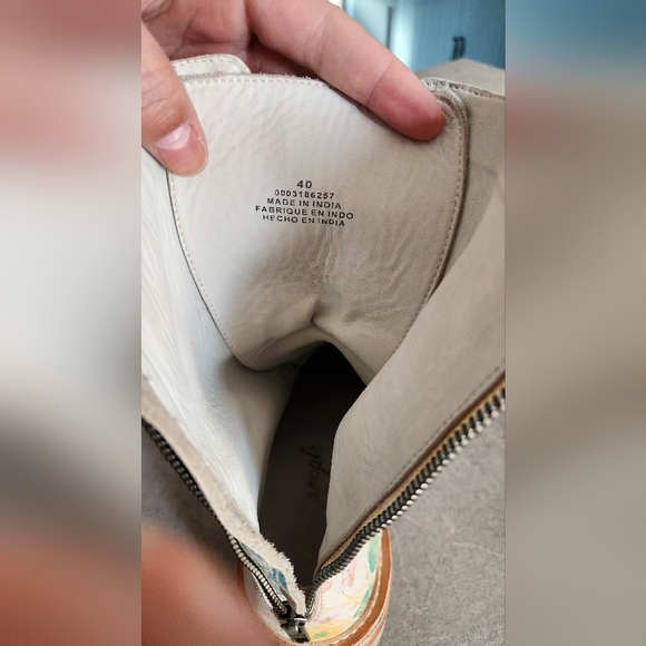 Free People Floral Combat Boots - Cream and Blue - Picture 8 of 16